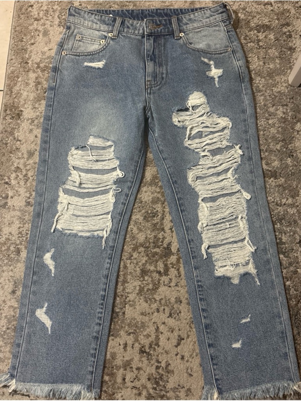 SER.O.YA Distressed Light Blue Straight Leg Jeans